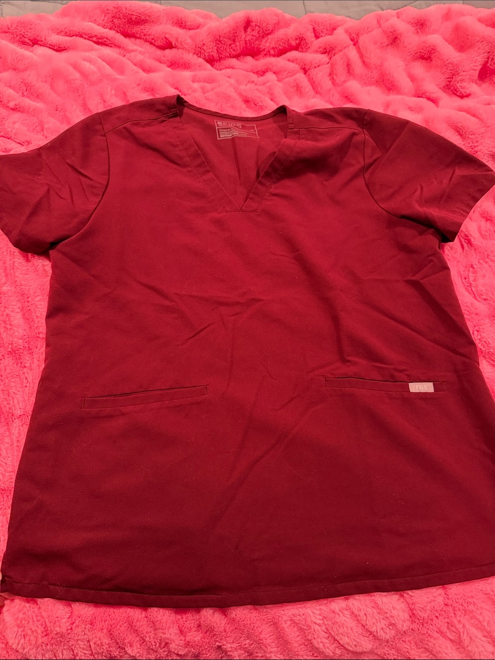 Figs Maroon Scrub Top